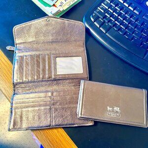 Coach Gunmetal Checkbook Wallet